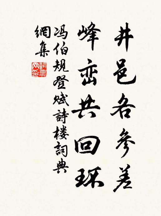 冯伯规井邑各参差，峰峦共回环书法作品欣赏