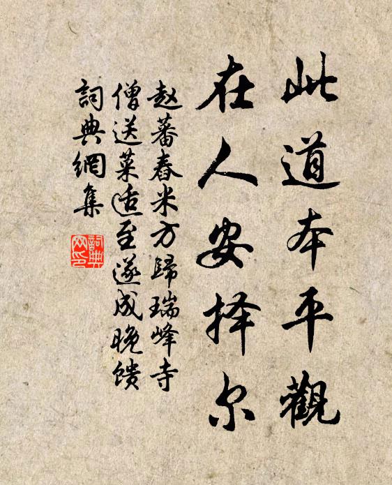 赵蕃此道本平观，在人安择尔书法作品欣赏