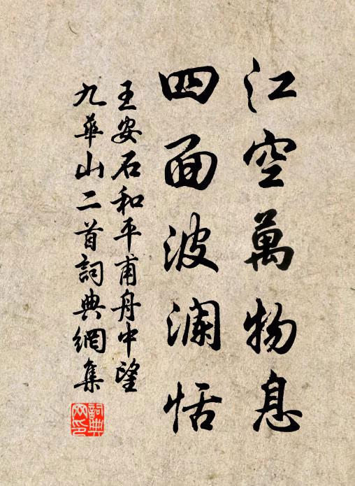 王安石江空万物息,四面波澜恬书法作品欣赏