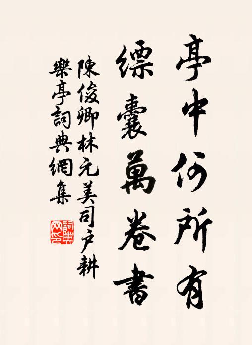 陈俊卿亭中何所有，缥囊万卷书书法作品欣赏