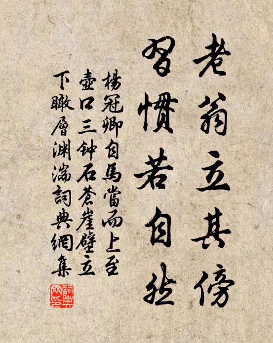 杨冠卿老翁立其傍，习惯若自然书法作品欣赏