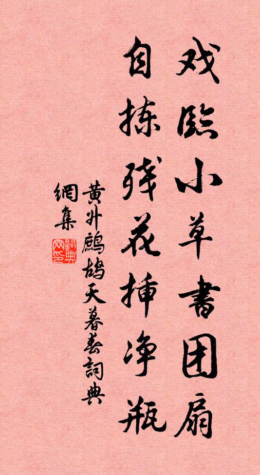 黄升戏临小草书团扇，自拣残花插净瓶书法作品欣赏