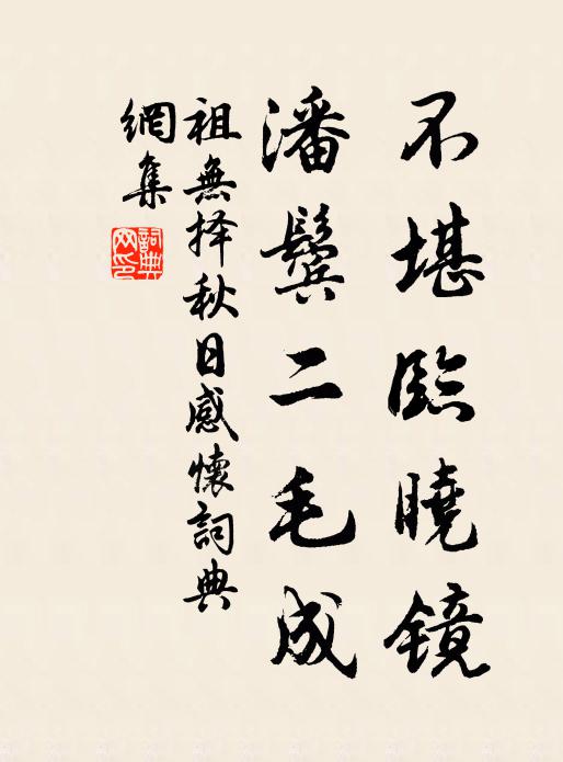 祖无择不堪临晓镜，潘鬓二毛成书法作品欣赏