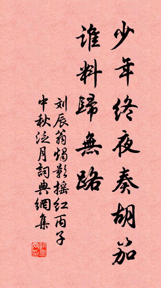 刘辰翁少年终夜奏胡笳，谁料归无路书法作品欣赏