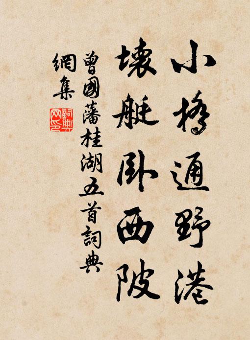 曾国藩小桥通野港，坏艇卧西陂书法作品欣赏