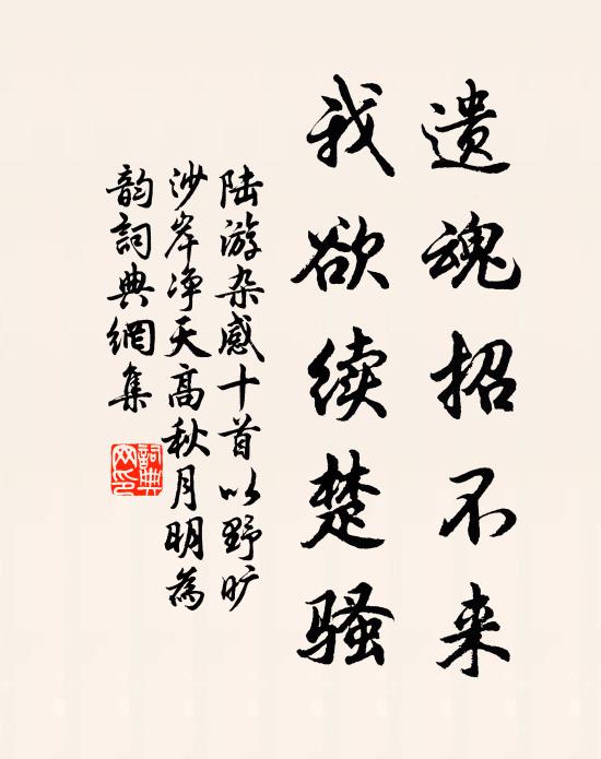 陆游遗魂招不来，我欲续楚骚书法作品欣赏