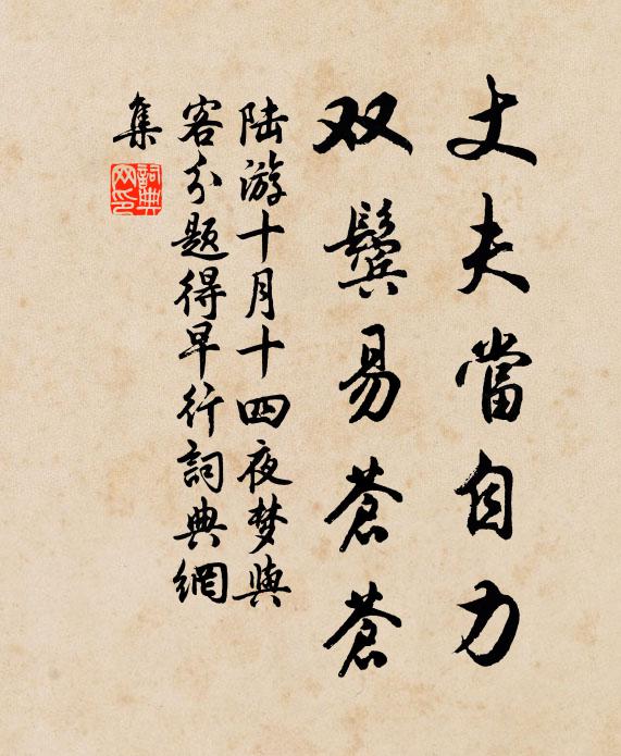 陆游丈夫当自力，双鬓易苍苍书法作品欣赏