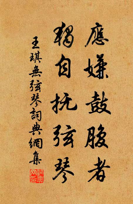 王琪应嫌鼓腹者，独自抚弦琴书法作品欣赏
