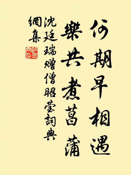沈廷瑞何期早相遇，乐共煮菖蒲书法作品欣赏