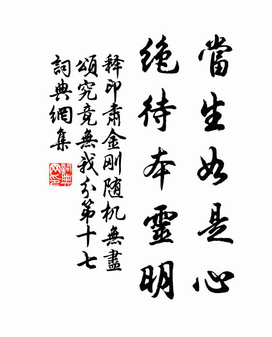 释印肃当生如是心，绝待本灵明书法作品欣赏