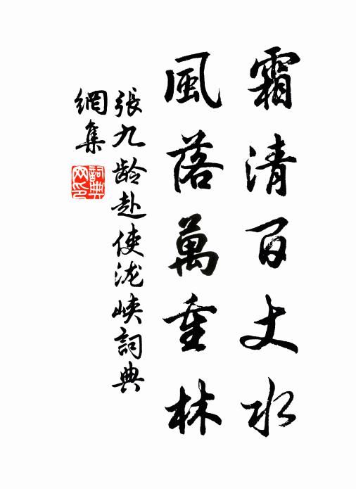 张九龄霜清百丈水，风落万重林书法作品欣赏