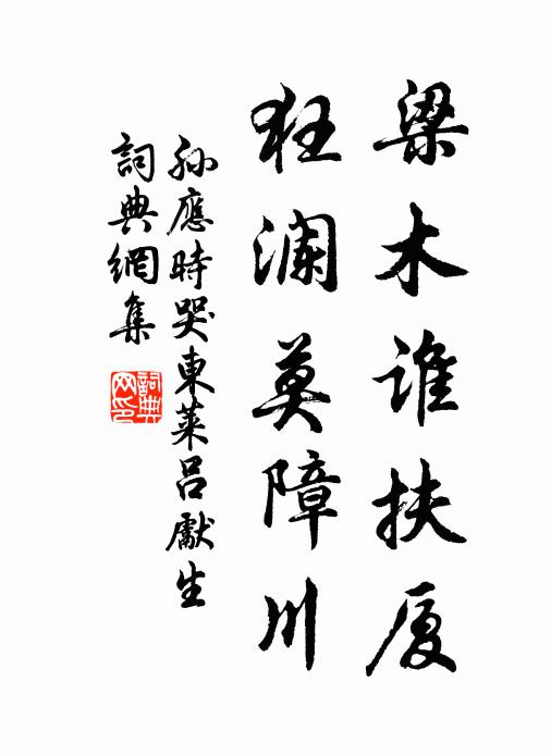孙应时梁木谁扶厦，狂澜莫障川书法作品欣赏