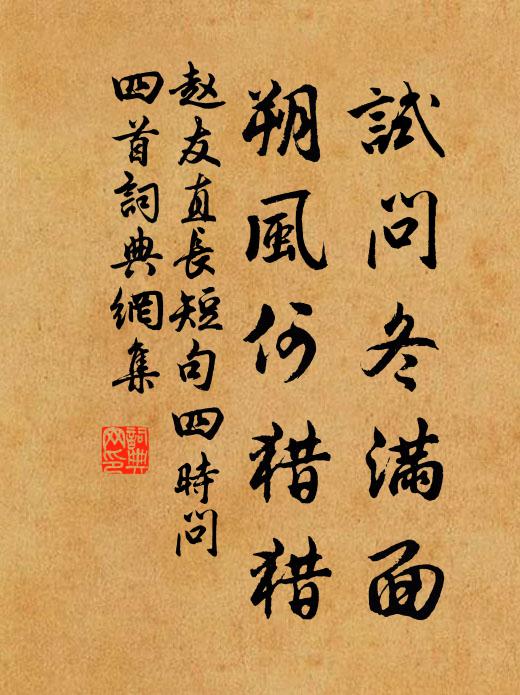 赵友直试问冬满面，朔风何猎猎书法作品欣赏