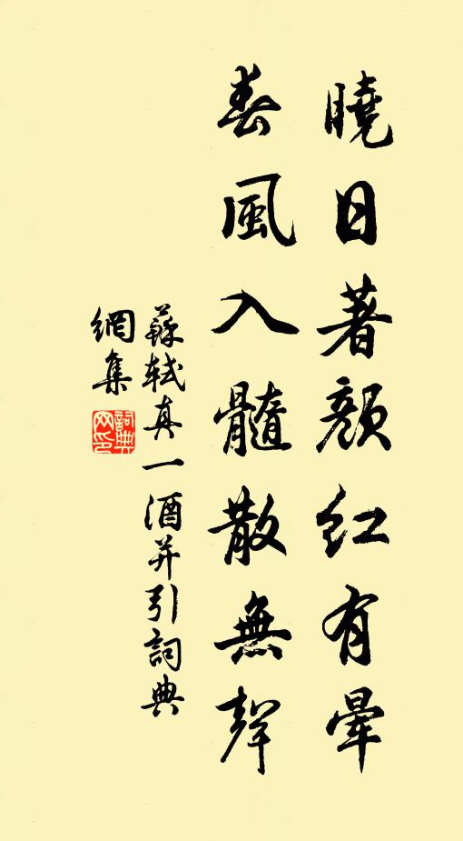 苏轼晓日著颜红有晕，春风入髓散无声书法作品欣赏