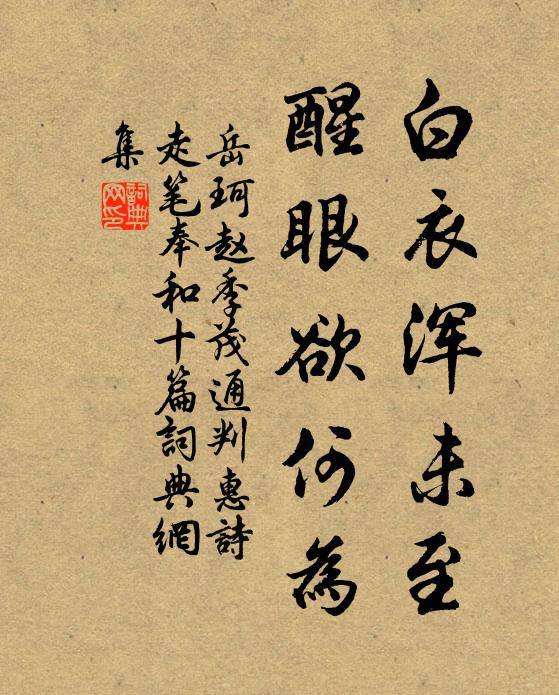岳珂白衣浑未至，醒眼欲何为书法作品欣赏