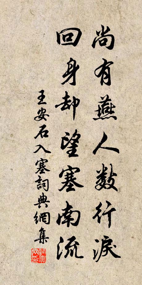 王安石尚有燕人数行泪，回身却望塞南流书法作品欣赏