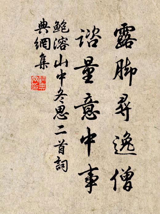 鲍溶露脚寻逸僧，谘量意中事书法作品欣赏
