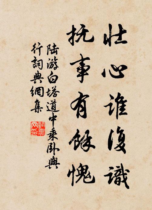 陆游壮心谁复识，抚事有余愧书法作品欣赏