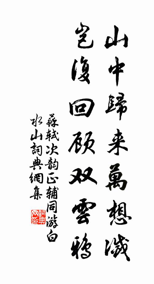 苏轼山中归来万想灭，岂复回顾双云鸦书法作品欣赏
