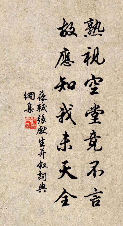 苏轼熟视空堂竟不言，故应知我未天全书法作品欣赏