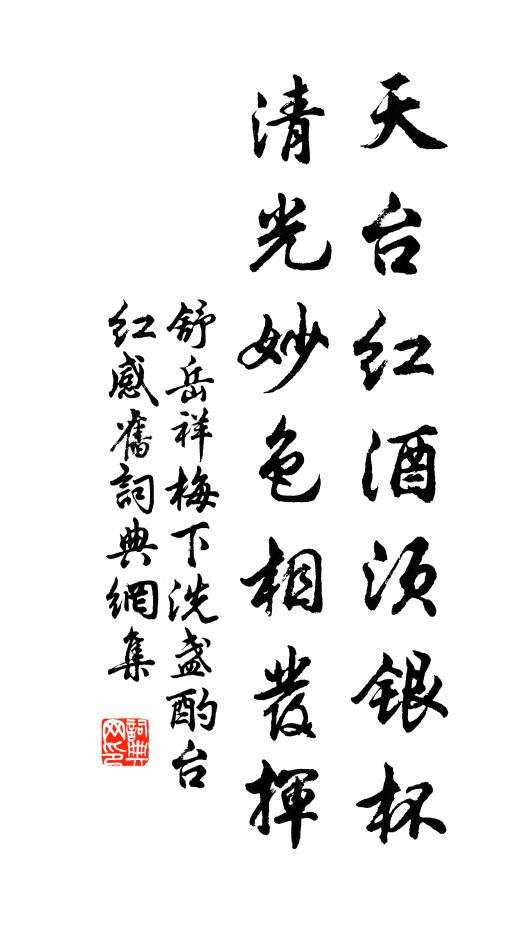 舒岳祥天台红酒须银杯，清光妙色相发挥书法作品欣赏