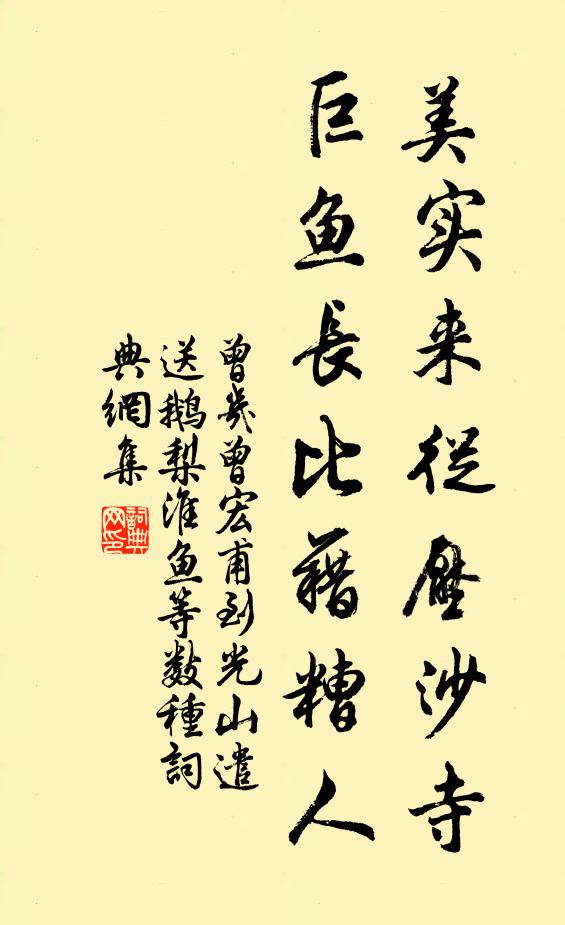 曾几美实来从压沙寺，巨鱼长比藉糟人书法作品欣赏