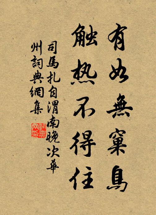 司马扎有如无窠鸟，触热不得住书法作品欣赏