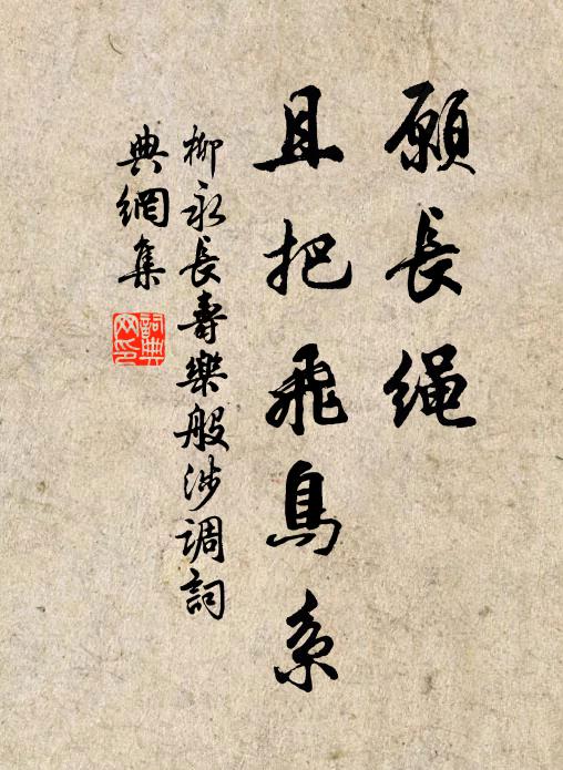 柳永愿长绳、且把飞鸟系书法作品欣赏