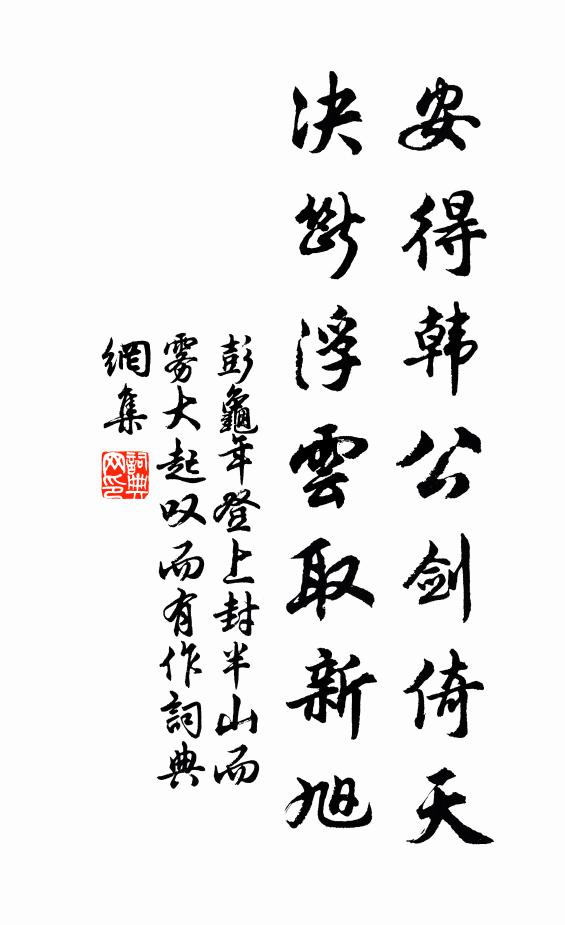 彭龟年安得韩公剑倚天，决断浮云取新旭书法作品欣赏