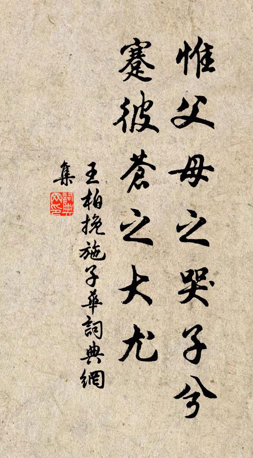 王柏惟父母之哭子兮，蹇彼苍之大尤书法作品欣赏