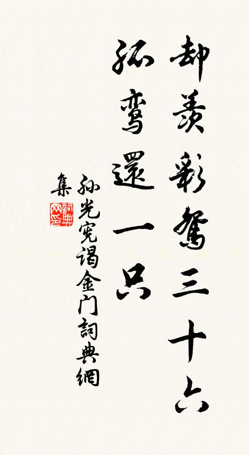孙光宪却羡彩鸳三十六，孤鸾还一只书法作品欣赏