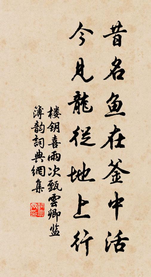 楼钥昔名鱼在釜中活，今见龙从地上行书法作品欣赏