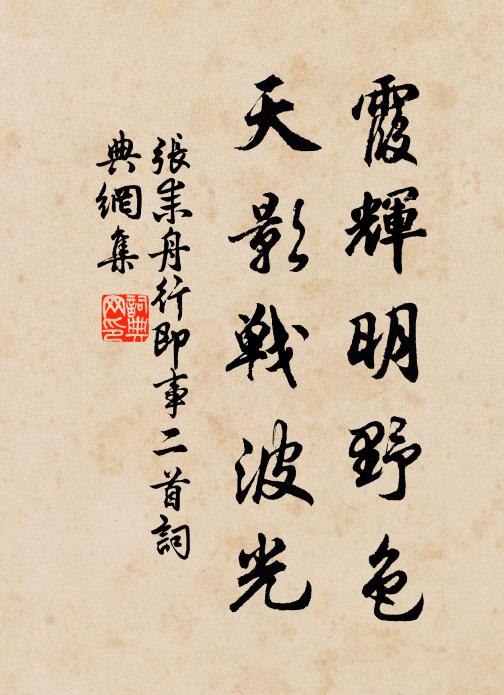 张耒霞辉明野色，天影战波光书法作品欣赏