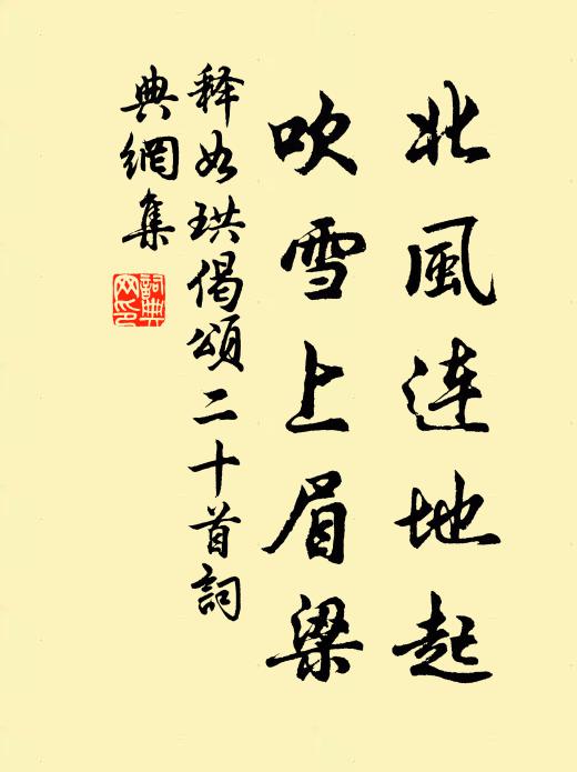 释如珙北风连地起，吹雪上眉梁书法作品欣赏