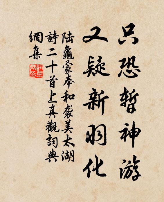 陆龟蒙只恐暂神游，又疑新羽化书法作品欣赏