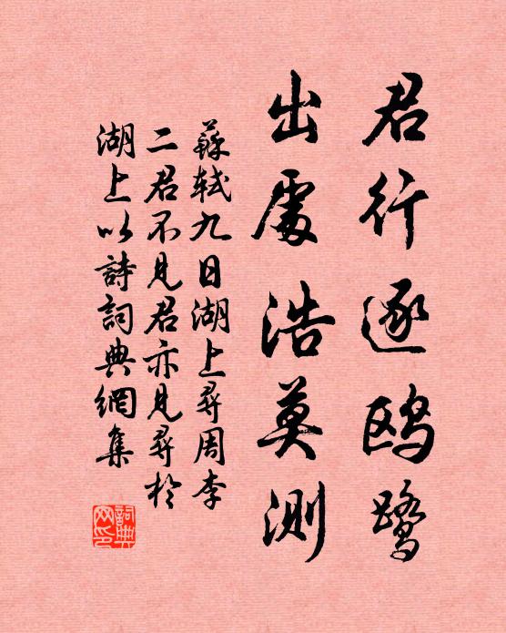 苏轼君行逐鸥鹭，出处浩莫测书法作品欣赏