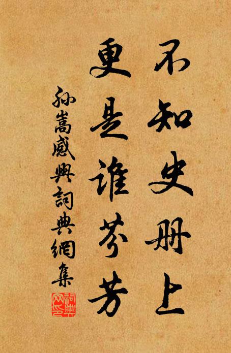 孙嵩不知史册上，更是谁芬芳书法作品欣赏