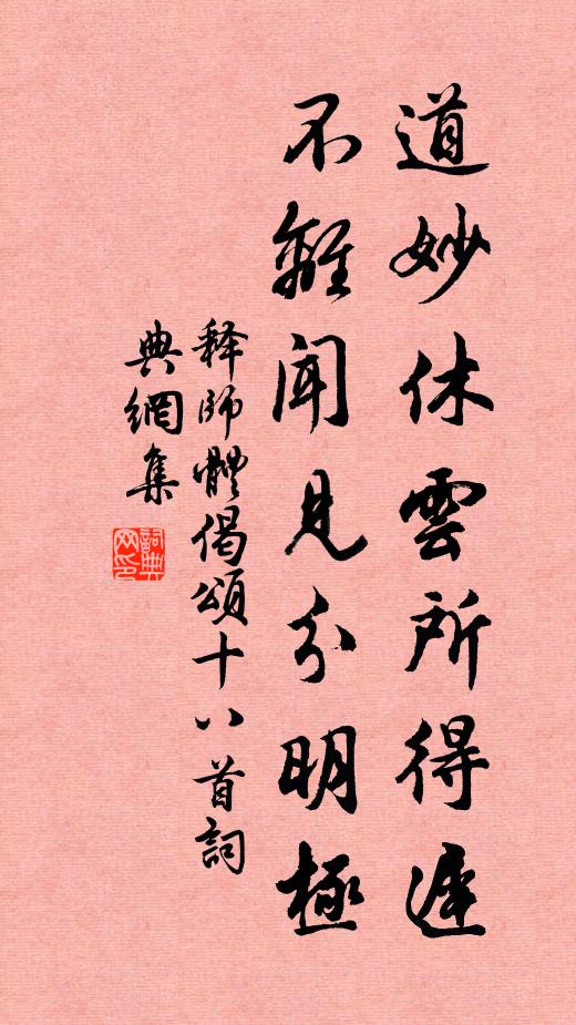 释师体道妙休云所得迟，不离闻见分明极书法作品欣赏