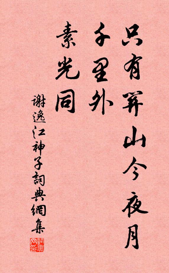 谢逸只有关山今夜月，千里外，素光同书法作品欣赏