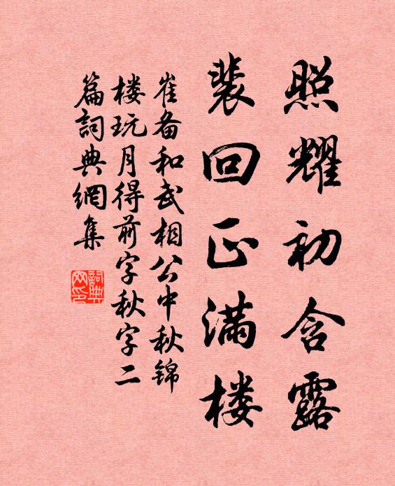 崔备照耀初含露，裴回正满楼书法作品欣赏