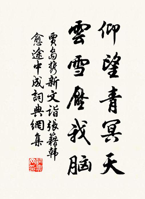 贾岛仰望青冥天，云雪压我脑书法作品欣赏