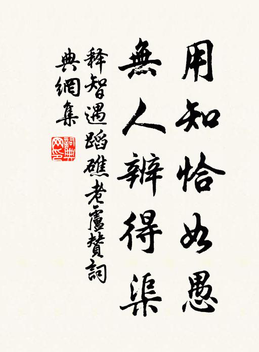 释智遇用知恰如愚，无人辨得渠书法作品欣赏
