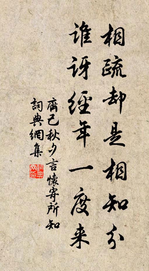 齐己相疏却是相知分，谁讶经年一度来书法作品欣赏