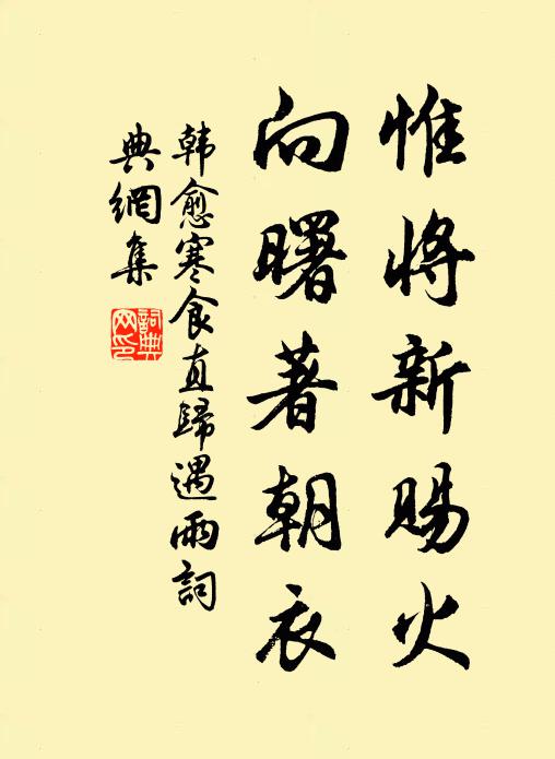 韩愈惟将新赐火，向曙著朝衣书法作品欣赏