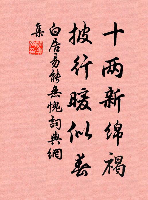 白居易十两新绵褐，披行暖似春书法作品欣赏