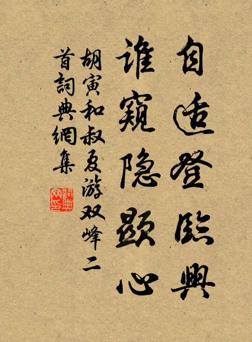 胡寅自适登临兴，谁窥隐显心书法作品欣赏