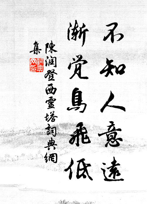 陈润不知人意远，渐觉鸟飞低书法作品欣赏