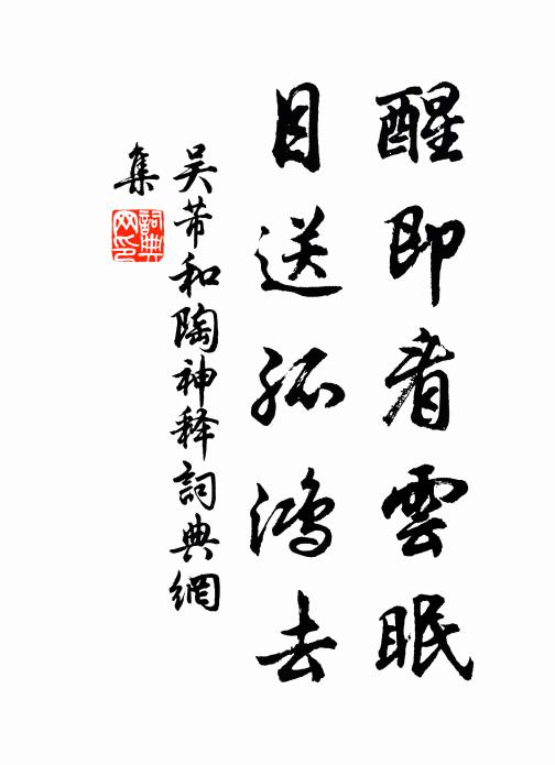 吴芾醒即看云眠，目送孤鸿去书法作品欣赏
