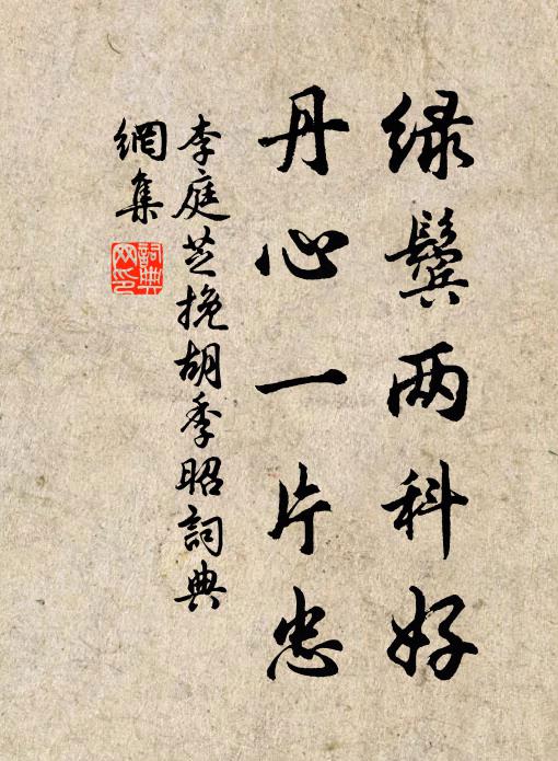 李庭芝绿鬓两科好，丹心一片忠书法作品欣赏