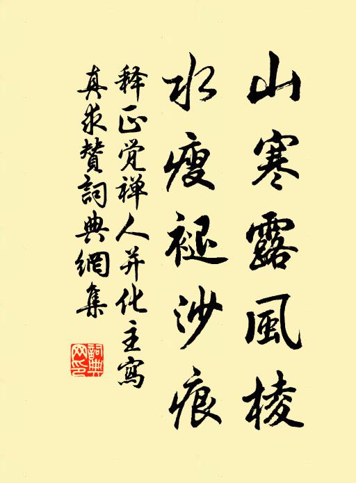释正觉山寒露风棱，水瘦褪沙痕书法作品欣赏